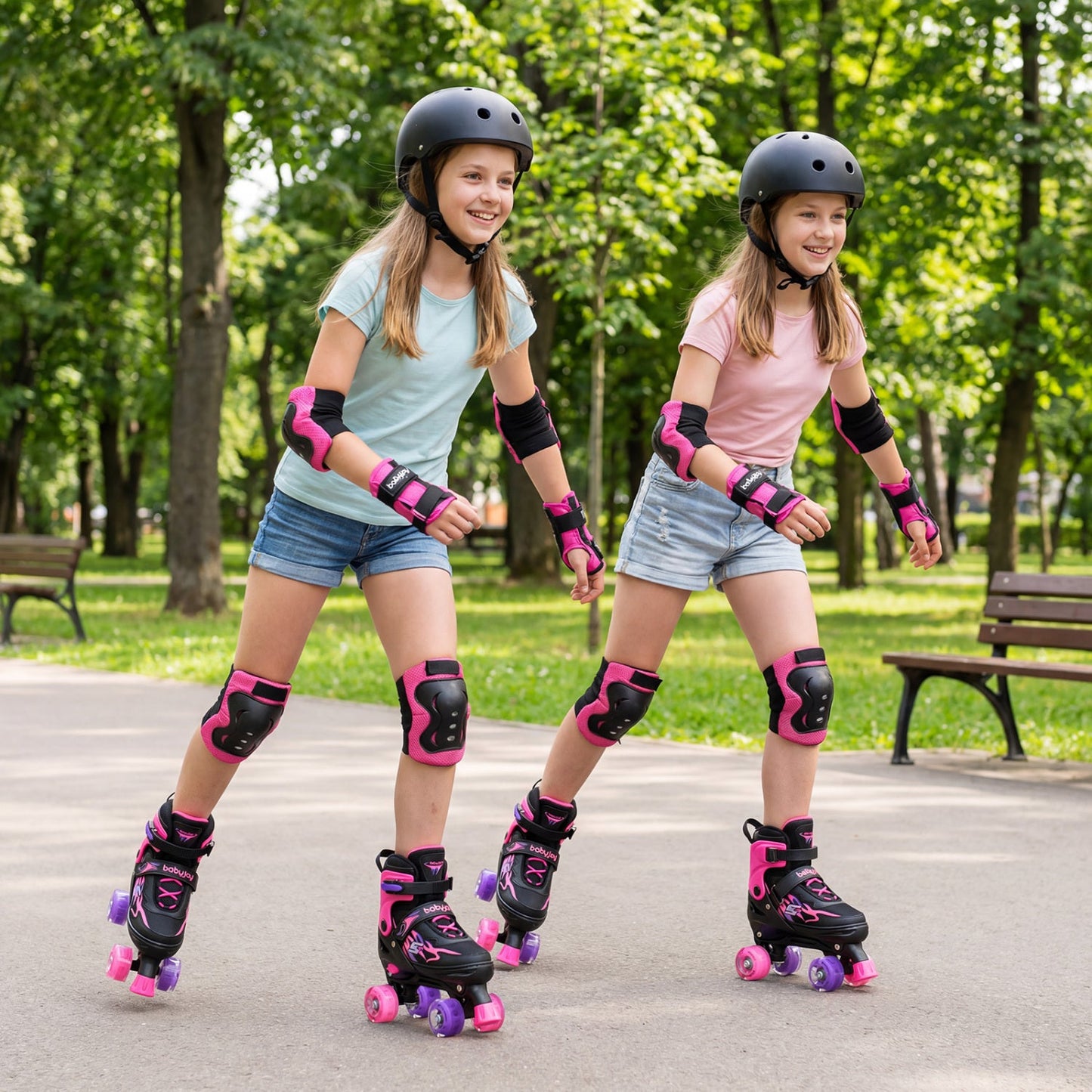 Kids Roller Skates for Girls Boys Teens 4 Sizes Adjustable Quad Skates with Light-up Wheels