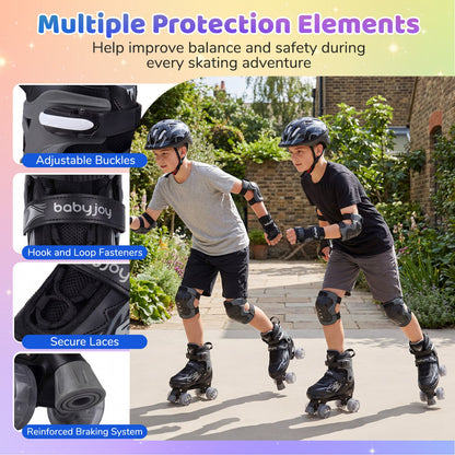 Kids Roller Skates for Girls Boys Teens 4 Sizes Adjustable Quad Skates with Light-up Wheels