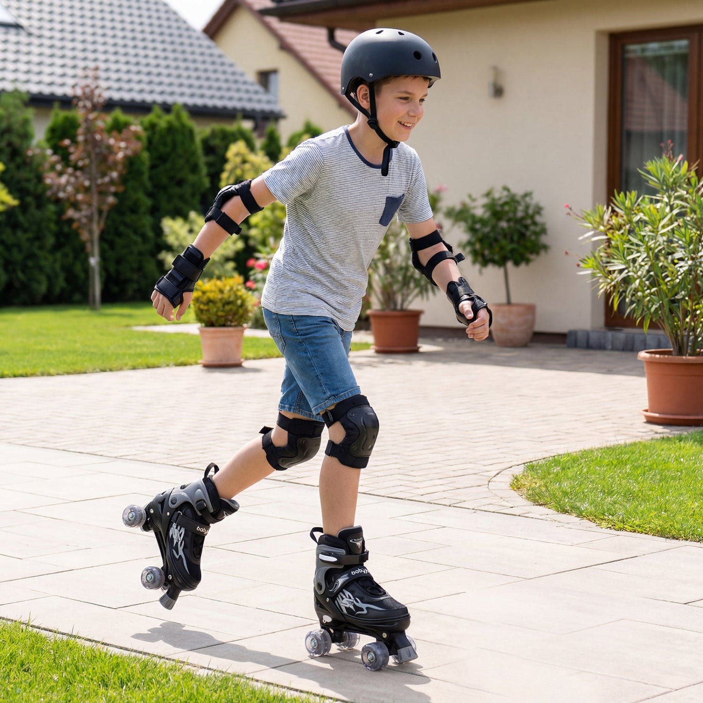 Kids Roller Skates for Girls Boys Teens 4 Sizes Adjustable Quad Skates with Light-up Wheels