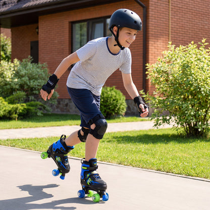 Kids Roller Skates for Girls Boys Teens 4 Sizes Adjustable Quad Skates with Light-up Wheels