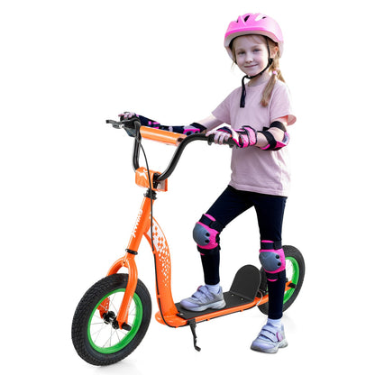 Kids Scooter Youth Kick Scooter with Adjustable Height Handlebar 12-Inch Inflatable Wheels