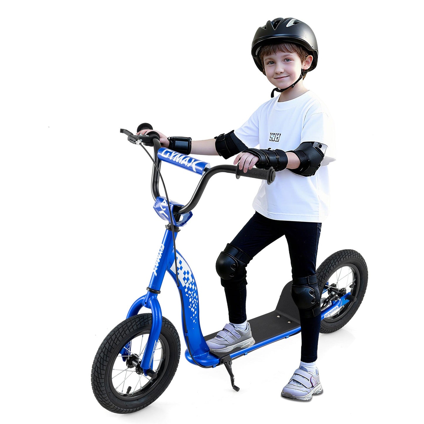 Kids Scooter Youth Kick Scooter with Adjustable Height Handlebar 12-Inch Inflatable Wheels