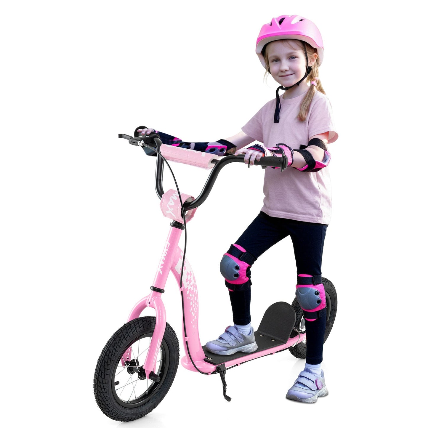 Kids Scooter Youth Kick Scooter with Adjustable Height Handlebar 12-Inch Inflatable Wheels