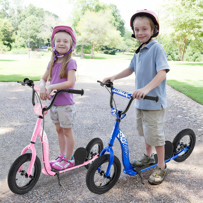 Kids Scooter Youth Kick Scooter with Adjustable Height Handlebar 12-Inch Inflatable Wheels