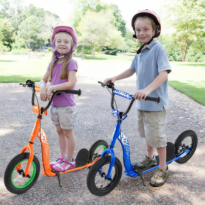 Kids Scooter Youth Kick Scooter with Adjustable Height Handlebar 12-Inch Inflatable Wheels
