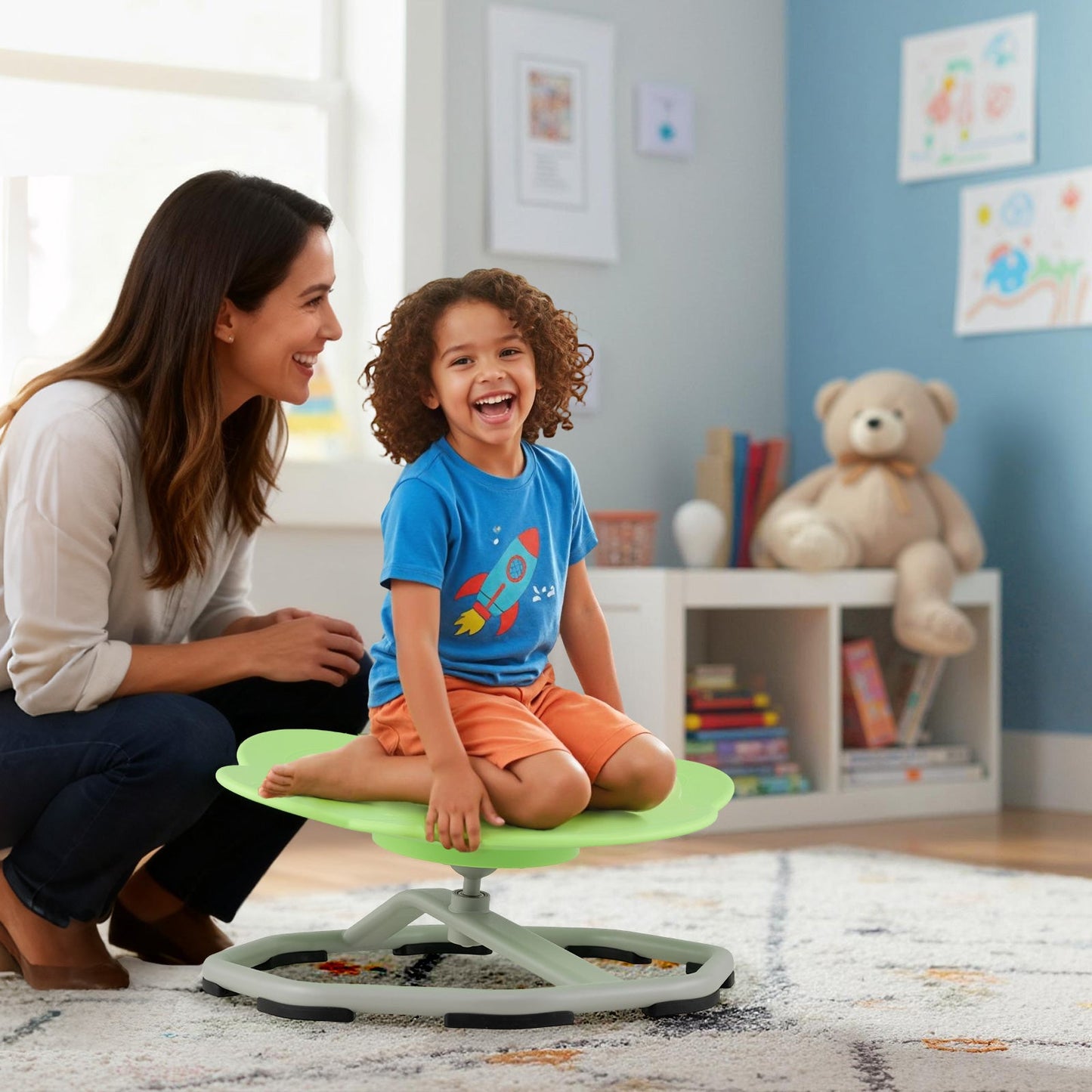Kids Sensory Swivel Chair Cat Claw 360¬∞ Spinning Chair with Non-Slip Metal Base