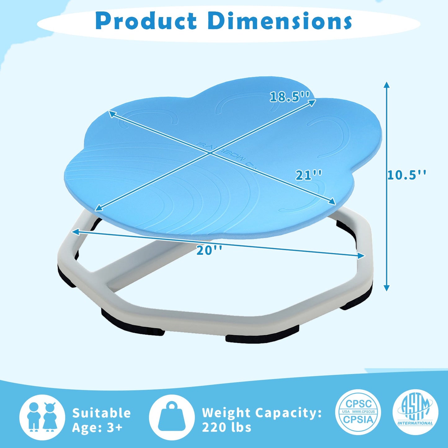 Kids Sensory Swivel Chair Cat Claw 360¬∞ Spinning Chair with Non-Slip Metal Base