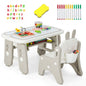Kids Table and Chair Set with Flip-Top Bookshelf