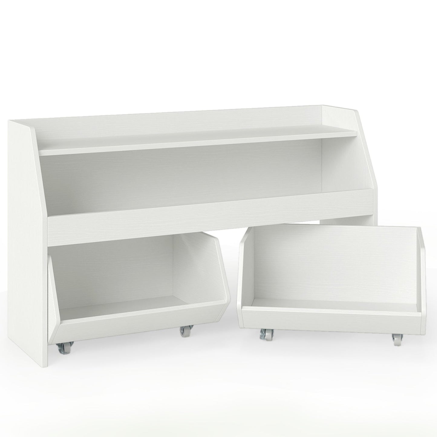 Kids Toy Storage Organizer Wooden Bookcase with 2 Movable Drawers