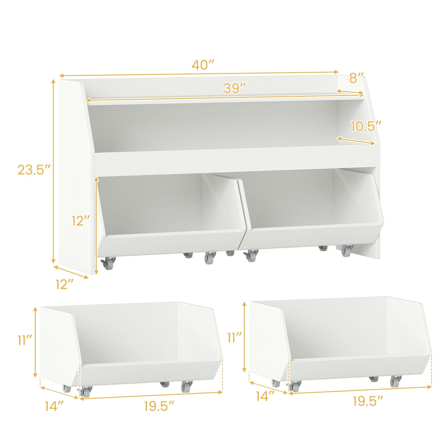 Kids Toy Storage Organizer Wooden Bookcase with 2 Movable Drawers