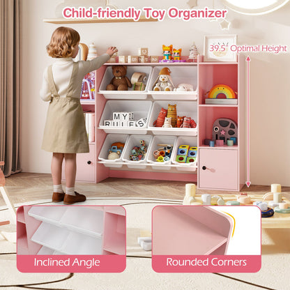 Kids Toy Storage and Bookshelf with Boxes and Open Shelves