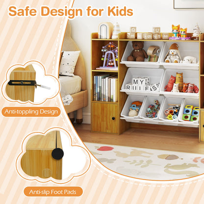 Kids Toy Storage and Bookshelf with Boxes and Open Shelves