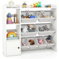 Kids Toy Storage and Bookshelf with Open Shelves and Single-door Cabinet