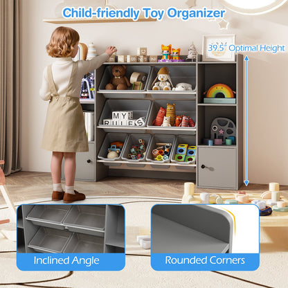 Kids Toy Storage and Bookshelf with Boxes and Open Shelves