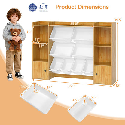 Kids Toy Storage and Bookshelf with Boxes and Open Shelves