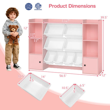 Kids Toy Storage and Bookshelf with Boxes and Open Shelves