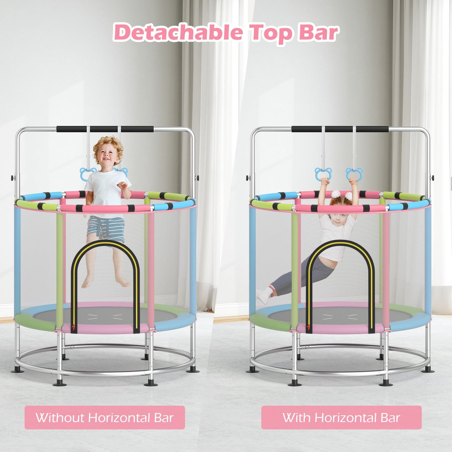 55" Kids Trampoline Gift for for 3-6 Years Old Boys and Girls