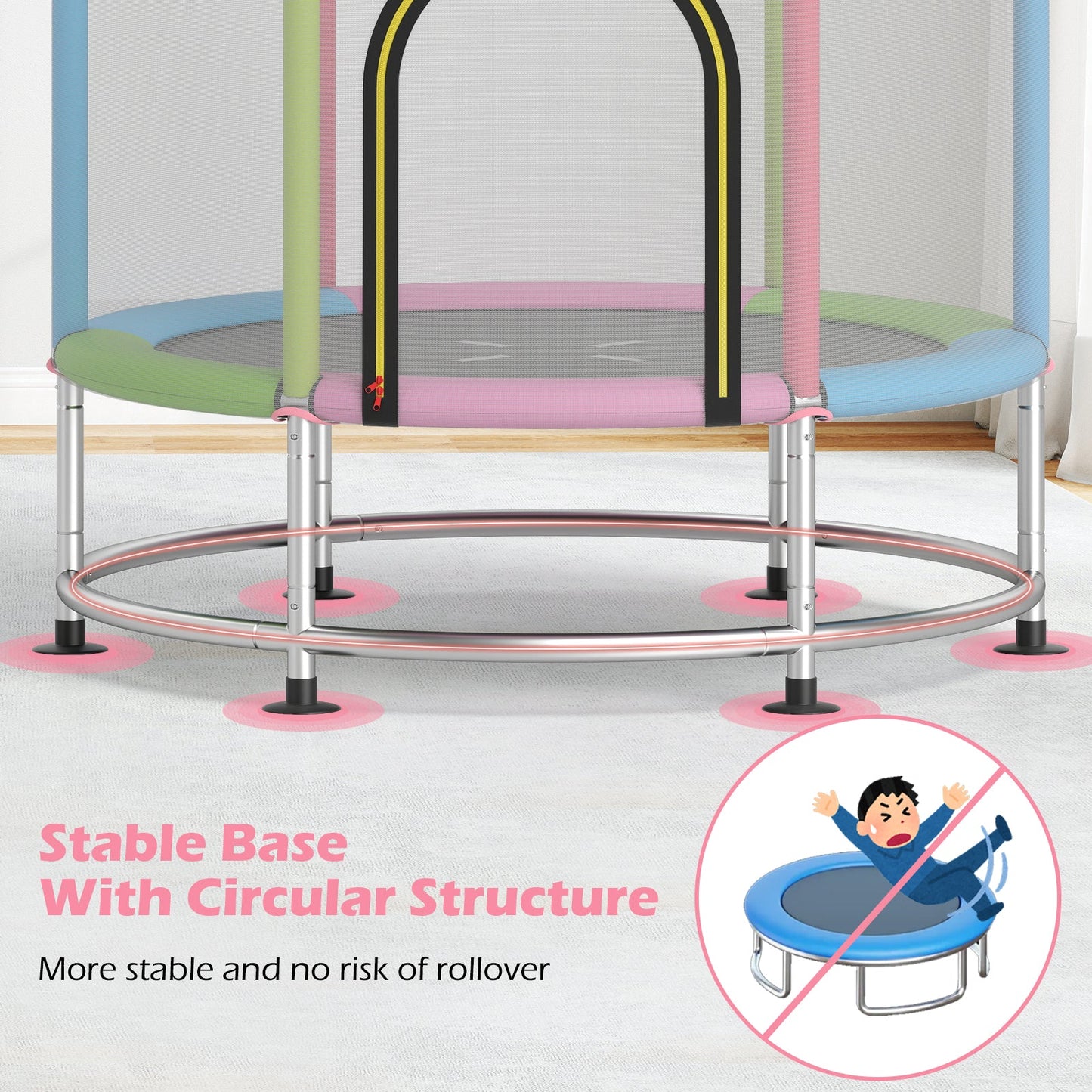 55" Kids Trampoline Gift for for 3-6 Years Old Boys and Girls