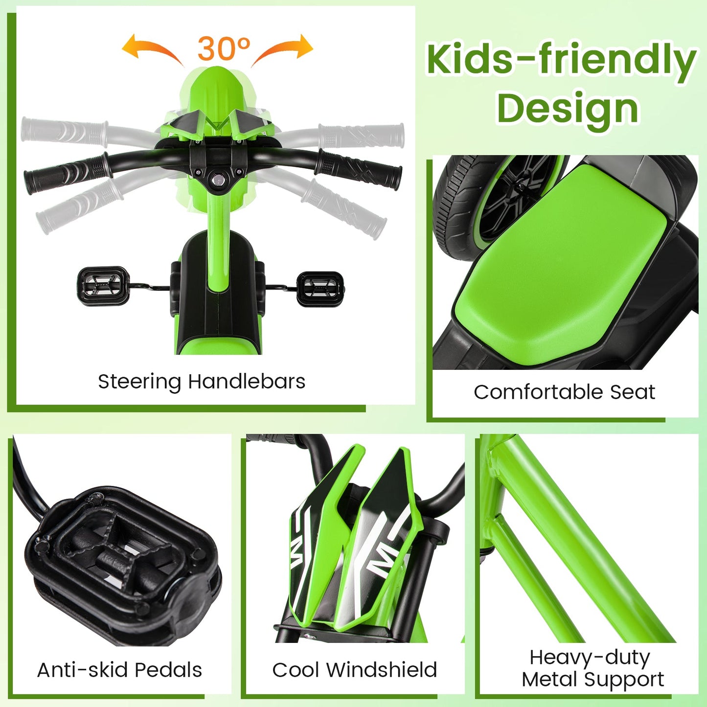Kids Tricycle 3-Wheel Toddler Bike with Foot Pedals Forward Backward