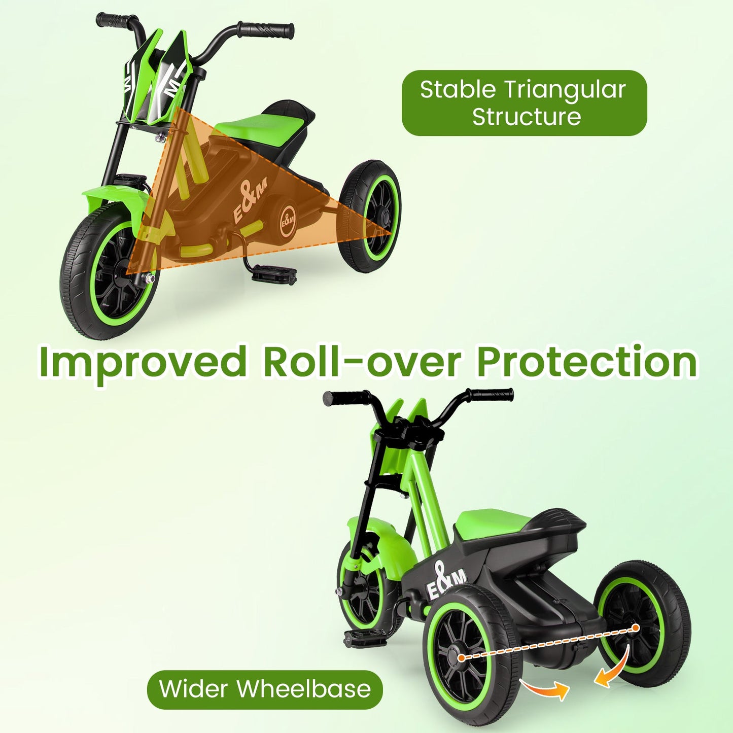 Kids Tricycle 3-Wheel Toddler Bike with Foot Pedals Forward Backward