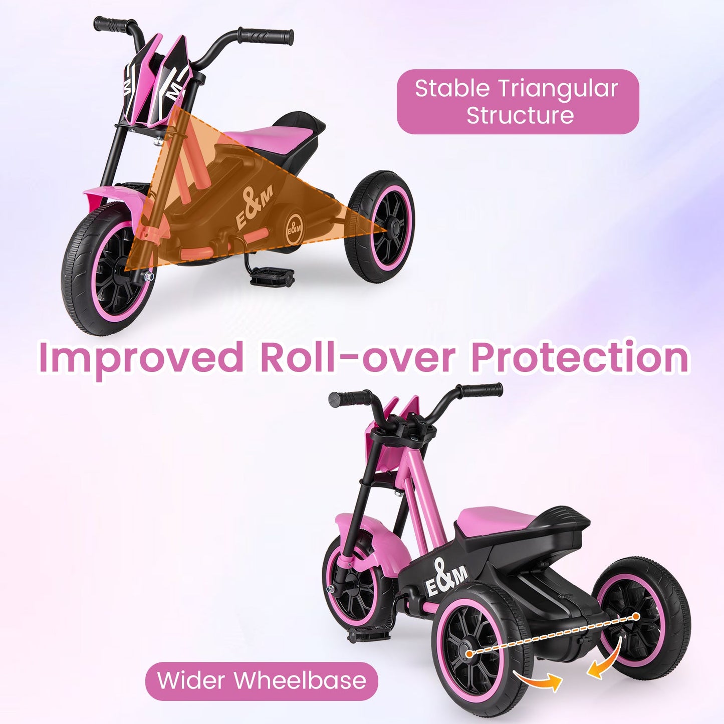Kids Tricycle 3-Wheel Toddler Bike with Foot Pedals Forward Backward