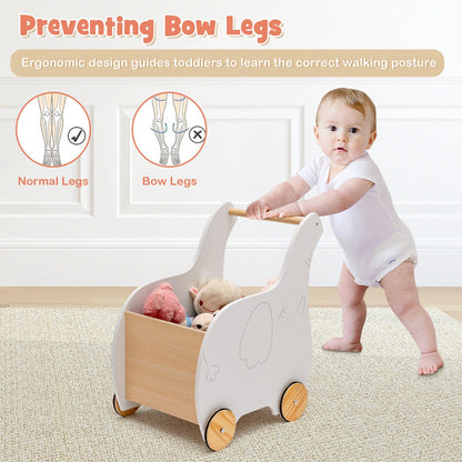 Kids Wooden Shopping Cart with Rubber Wheels