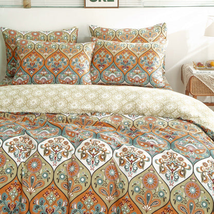 DaDalogy Coral Teal Floral Paisley Duvet Cover Set