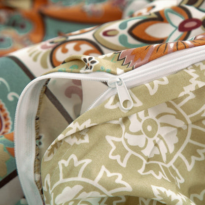 DaDalogy Coral Teal Floral Paisley Duvet Cover Set