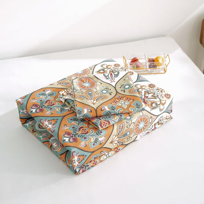 DaDalogy Coral Teal Floral Paisley Duvet Cover Set