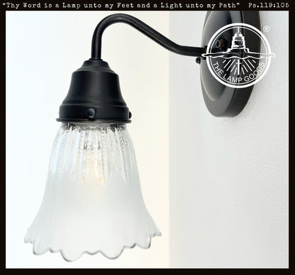 Scalloped Frost and Clear Delicate Hobnail Glass Wall Sconce