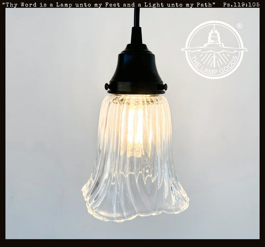 Heavy Pressed Scallop Flare Holophane Pendant