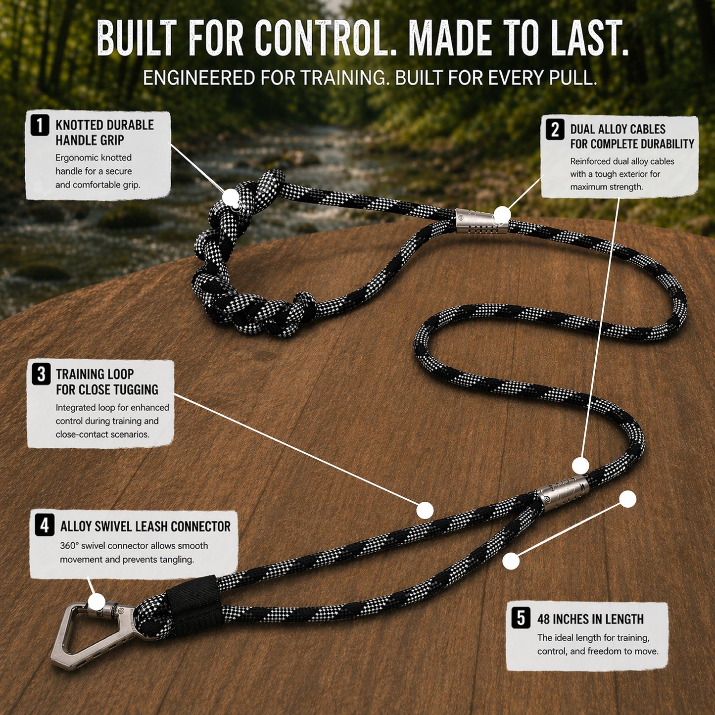 Pet Life ® 'Neo-Craft' Handmade One-Piece Knot-Gripped Training Dog Leash
