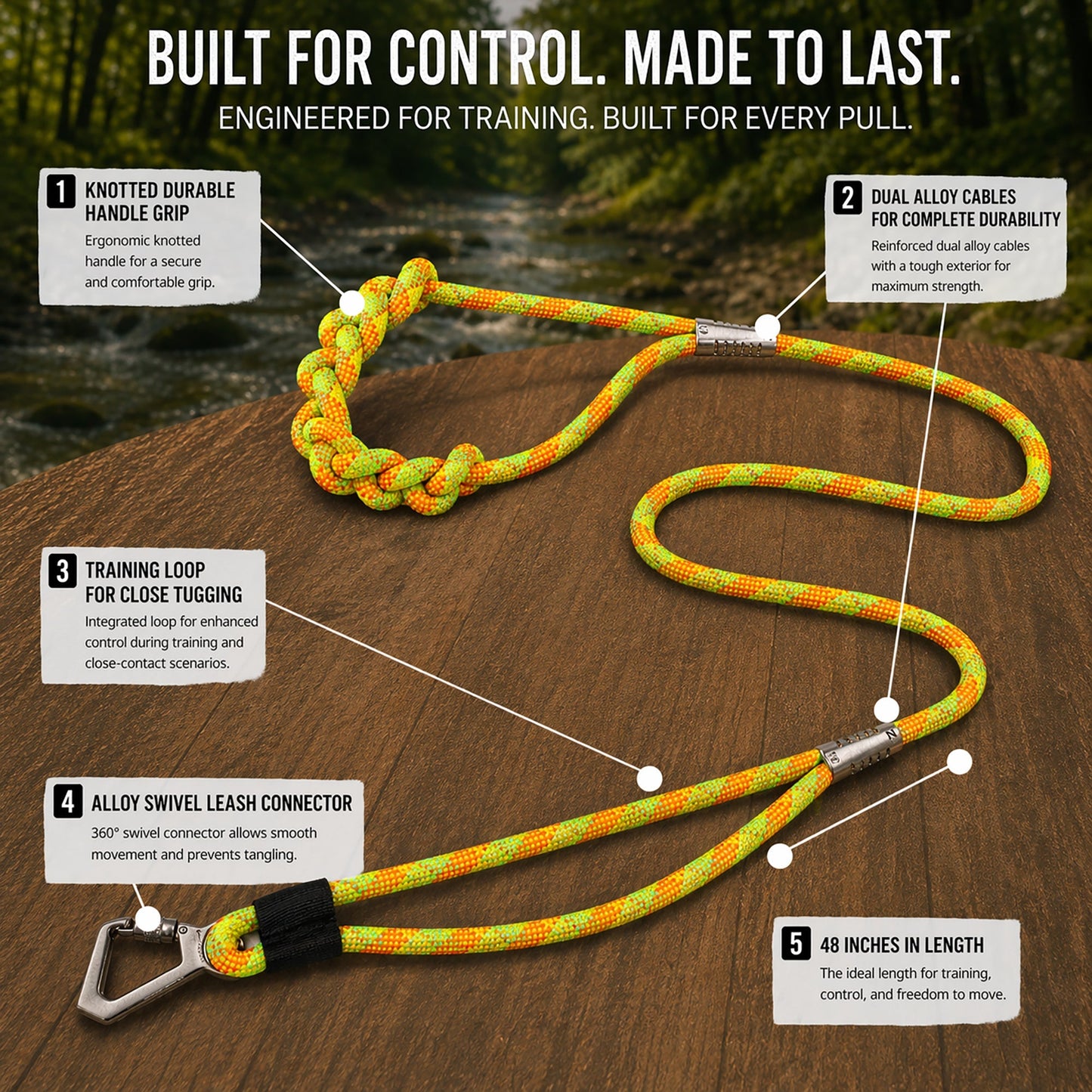 Pet Life ® 'Neo-Craft' Handmade One-Piece Knot-Gripped Training Dog Leash