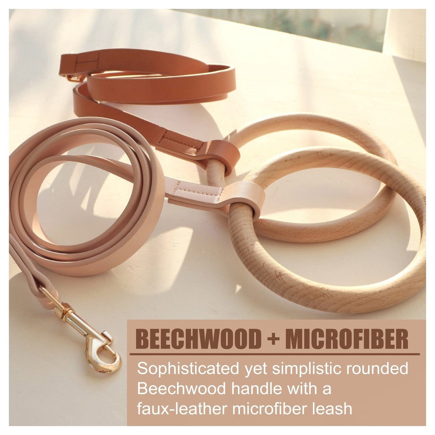 Pet Life ® 'Ever-Craft' Boutique Series Beechwood and Leather Designer Dog Leash