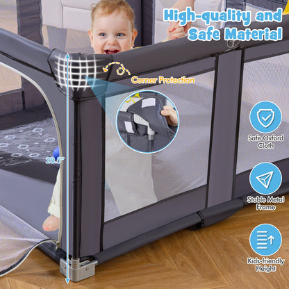 Large Baby Playpen BPA-Free Foldable Toddlers Safety Fence Play Yard-Dark Grey