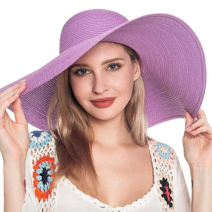 Women's Solid Floppy Straw Sun Hat
