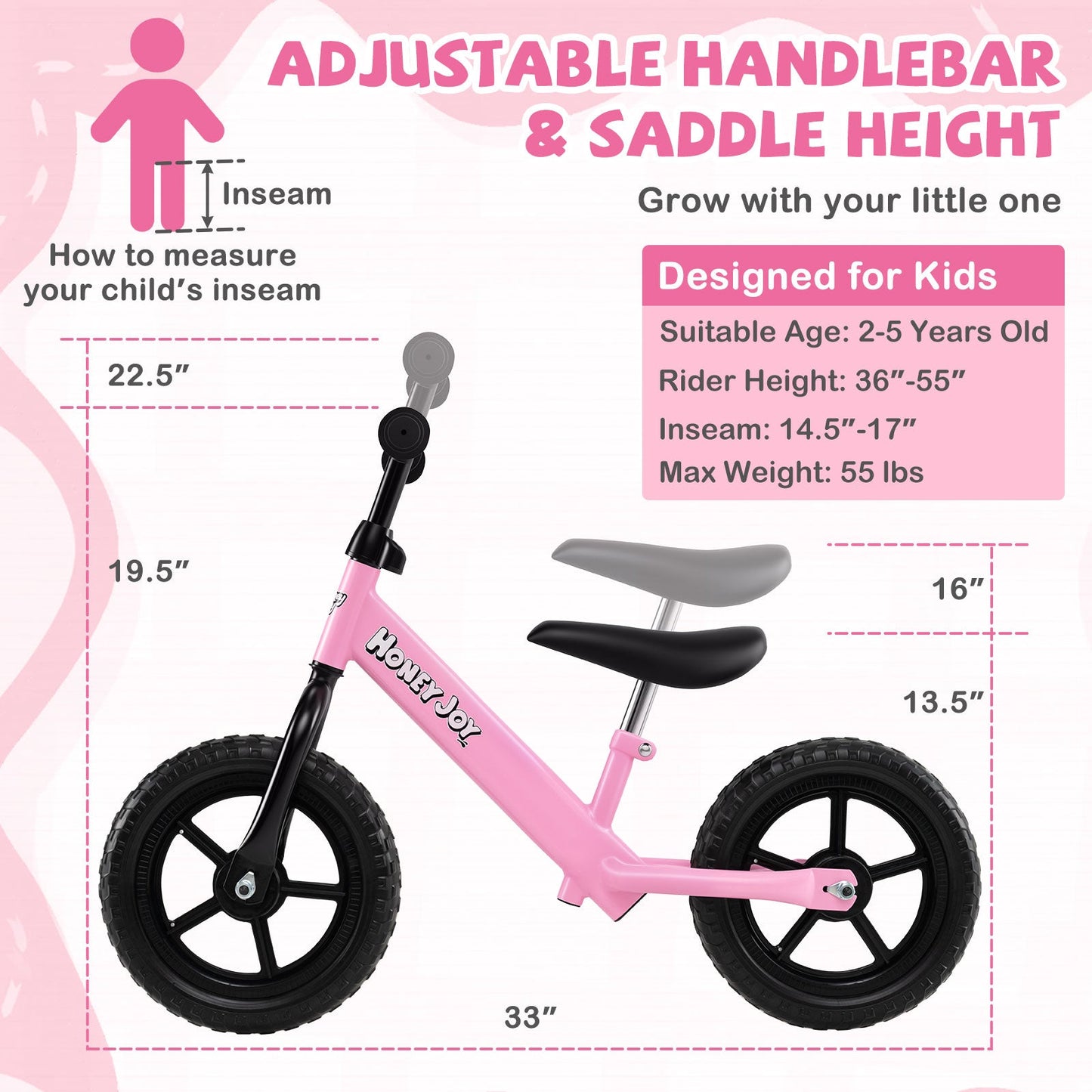 Lightweight Toddler Balance Bike No Pedal Training Bicycle