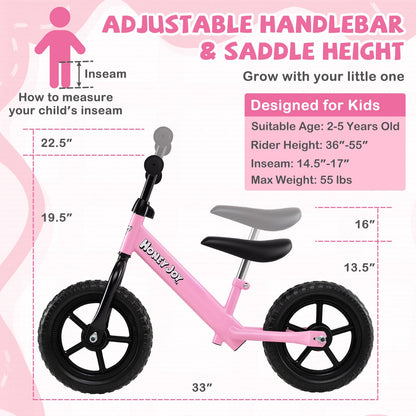Lightweight Toddler Balance Bike No Pedal Training Bicycle