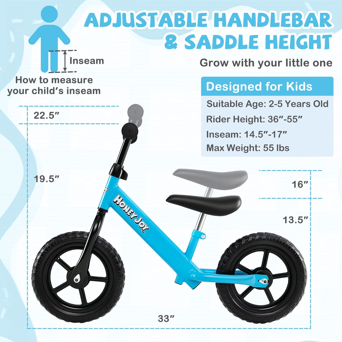 Lightweight Toddler Balance Bike No Pedal Training Bicycle