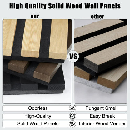 Luxury Black Acoustic Solid Wood Wall Panels ( 2 Panels Per Box）