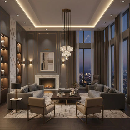 Luxury Faceted Crystal Cluster Chandelier