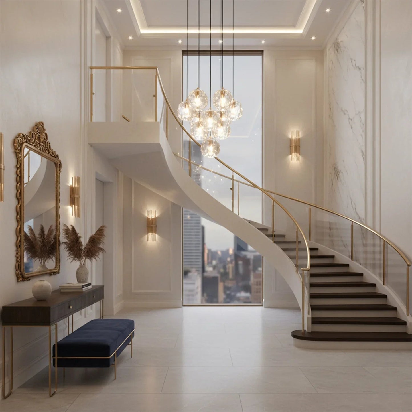 Luxury Faceted Crystal Cluster Chandelier