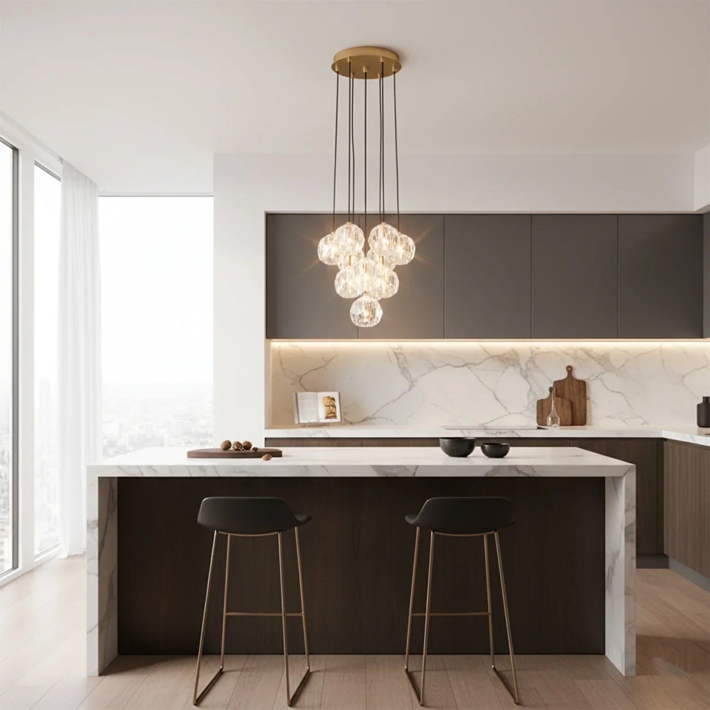 Luxury Faceted Crystal Cluster Chandelier
