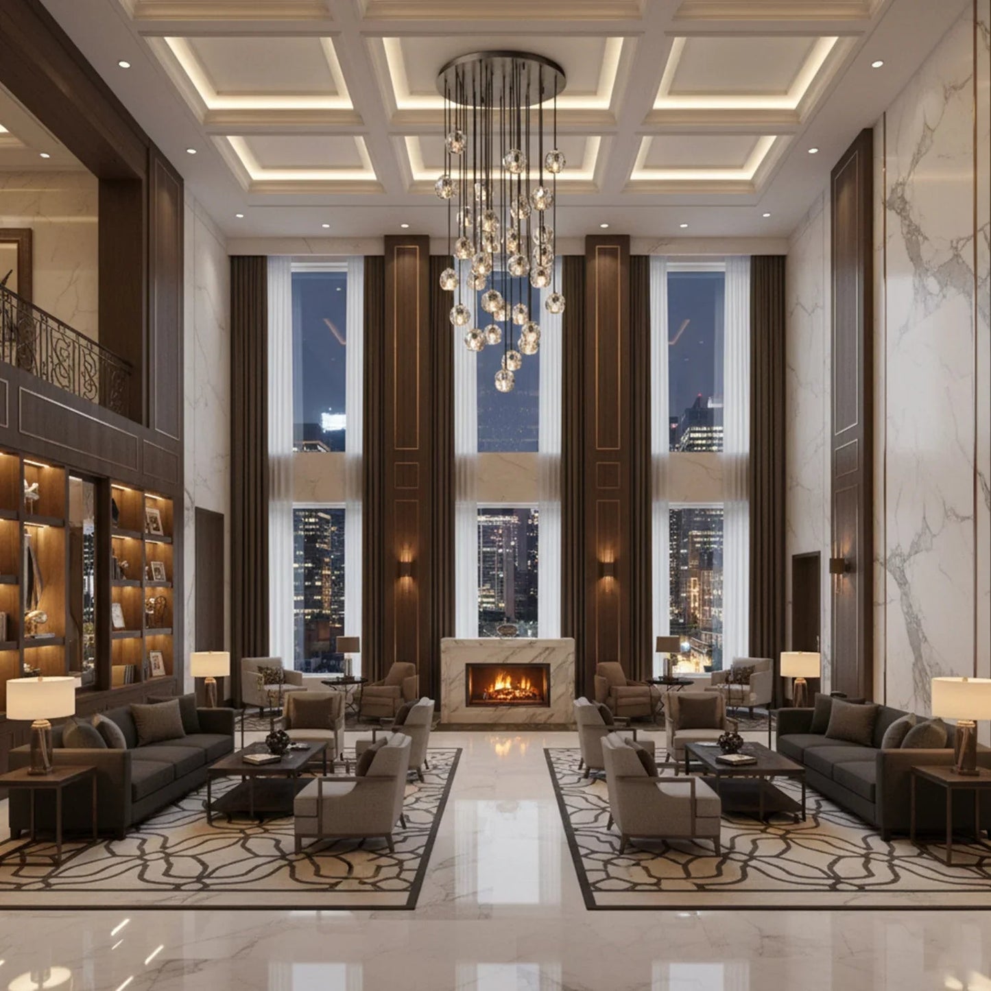 Luxury Faceted Crystal Cluster Chandelier