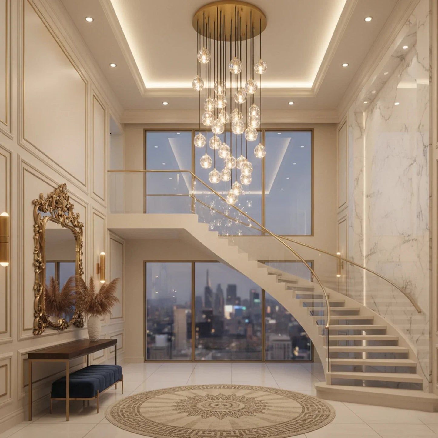 Luxury Faceted Crystal Cluster Chandelier