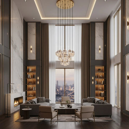 Luxury Faceted Crystal Cluster Chandelier