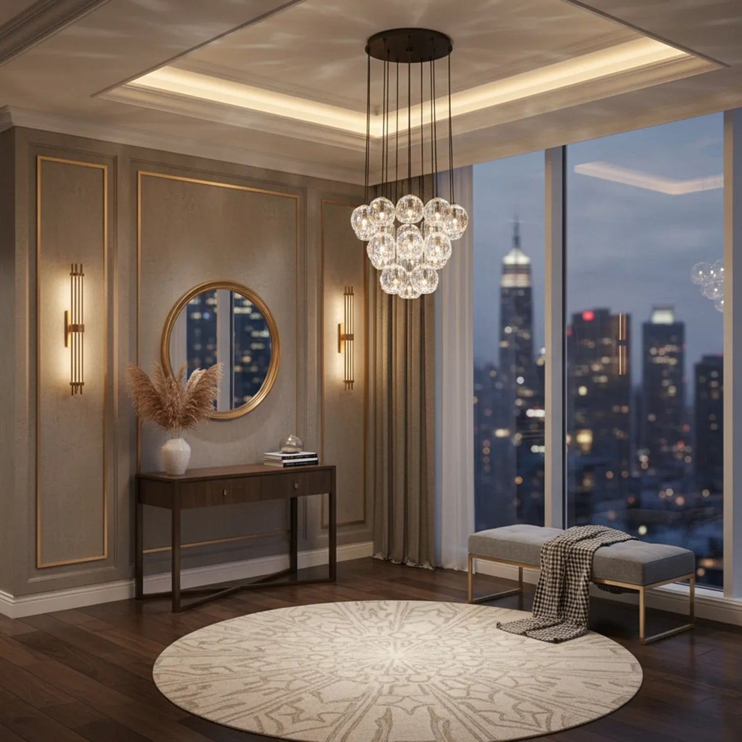 Luxury Faceted Crystal Cluster Chandelier