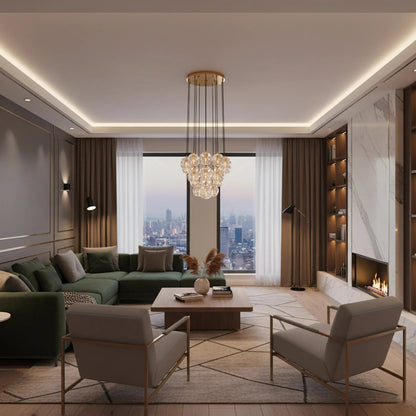 Luxury Faceted Crystal Cluster Chandelier