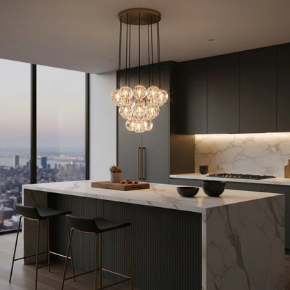 Luxury Faceted Crystal Cluster Chandelier
