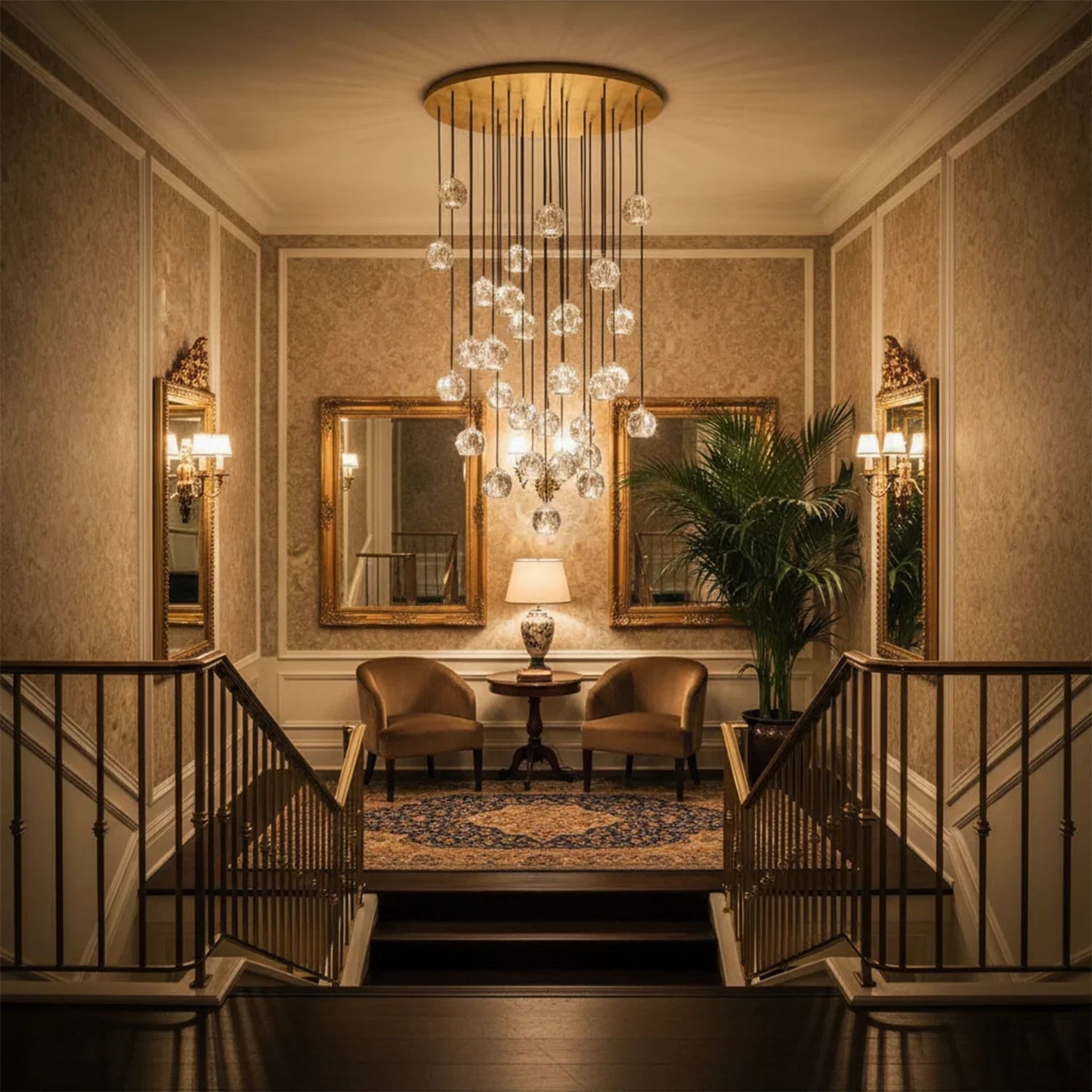 Luxury Faceted Crystal Cluster Chandelier